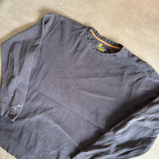 Carhartt Navy Long Sleeve Elbow Patch Relaxed Fit Workwear