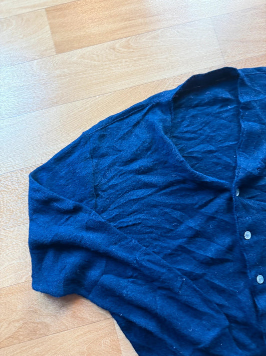 Lacoste Navy V Neck Button Up Vintage Preppy Knit Grandad Cardigan Mens