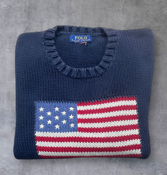 Ralph Lauren granatowy sweater America flag