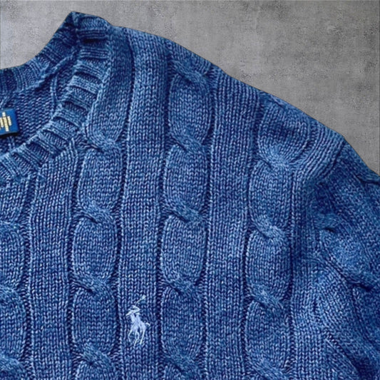 Polo Ralph Lauren Blue cotton cable knit sweater