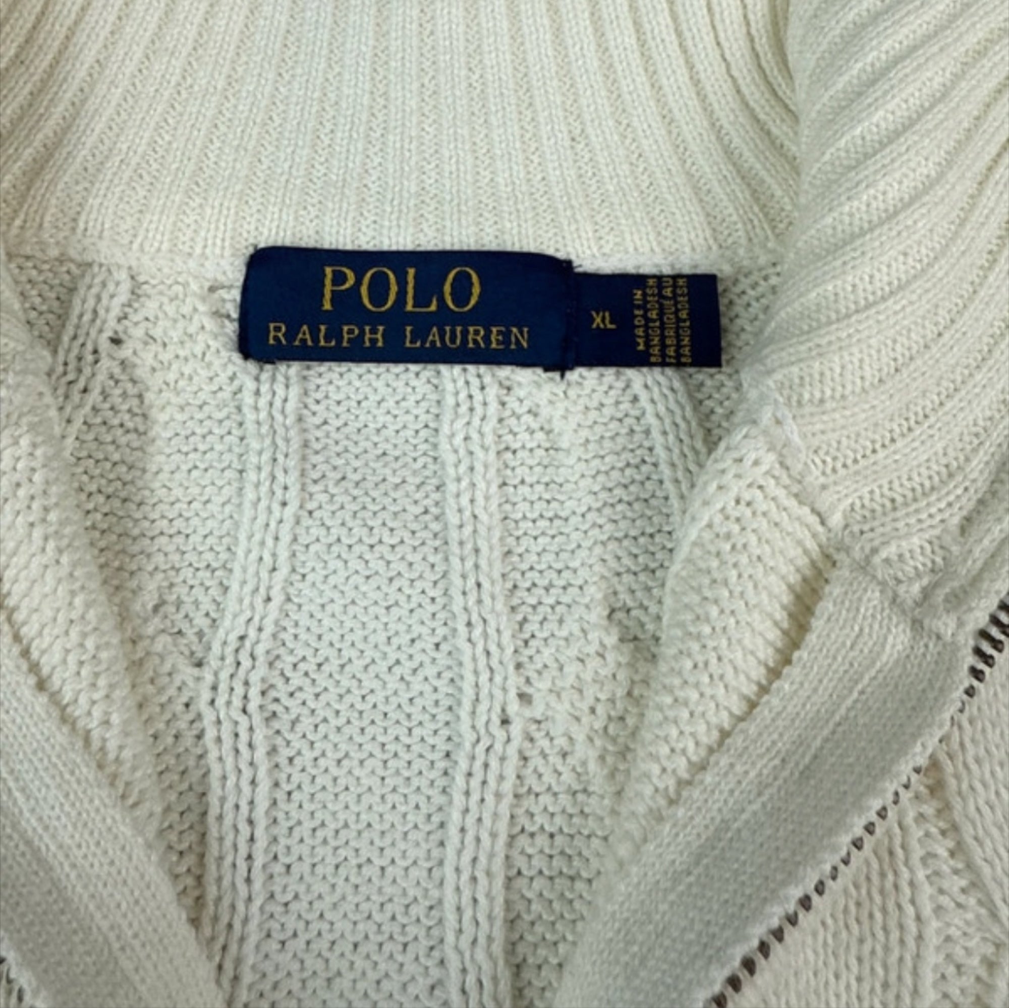 Polo Ralph Lauren creamy White cable knit 1/4 zip sweater