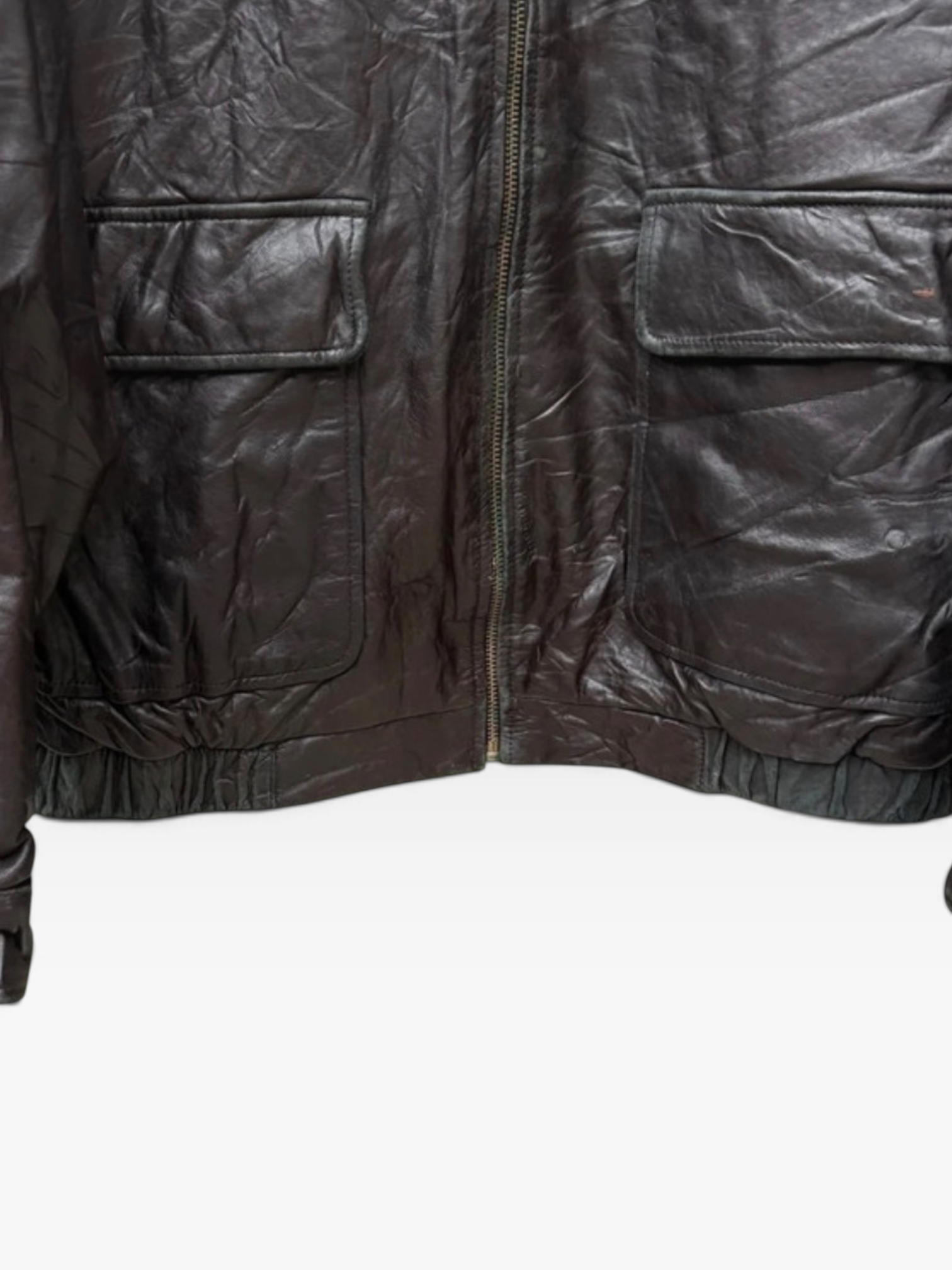Vintage Cherokee Genuine Leather Bomber Jacket in Chestnut Brown, XL