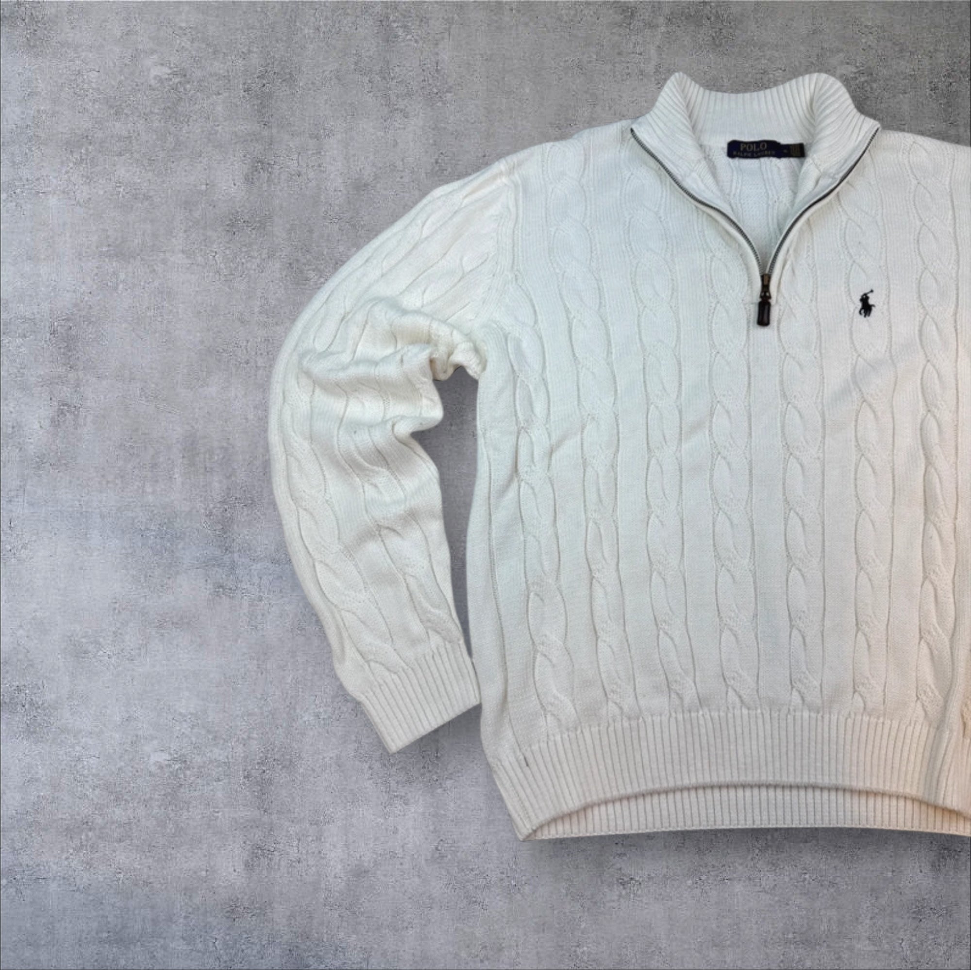 Polo Ralph Lauren creamy White cable knit 1/4 zip sweater