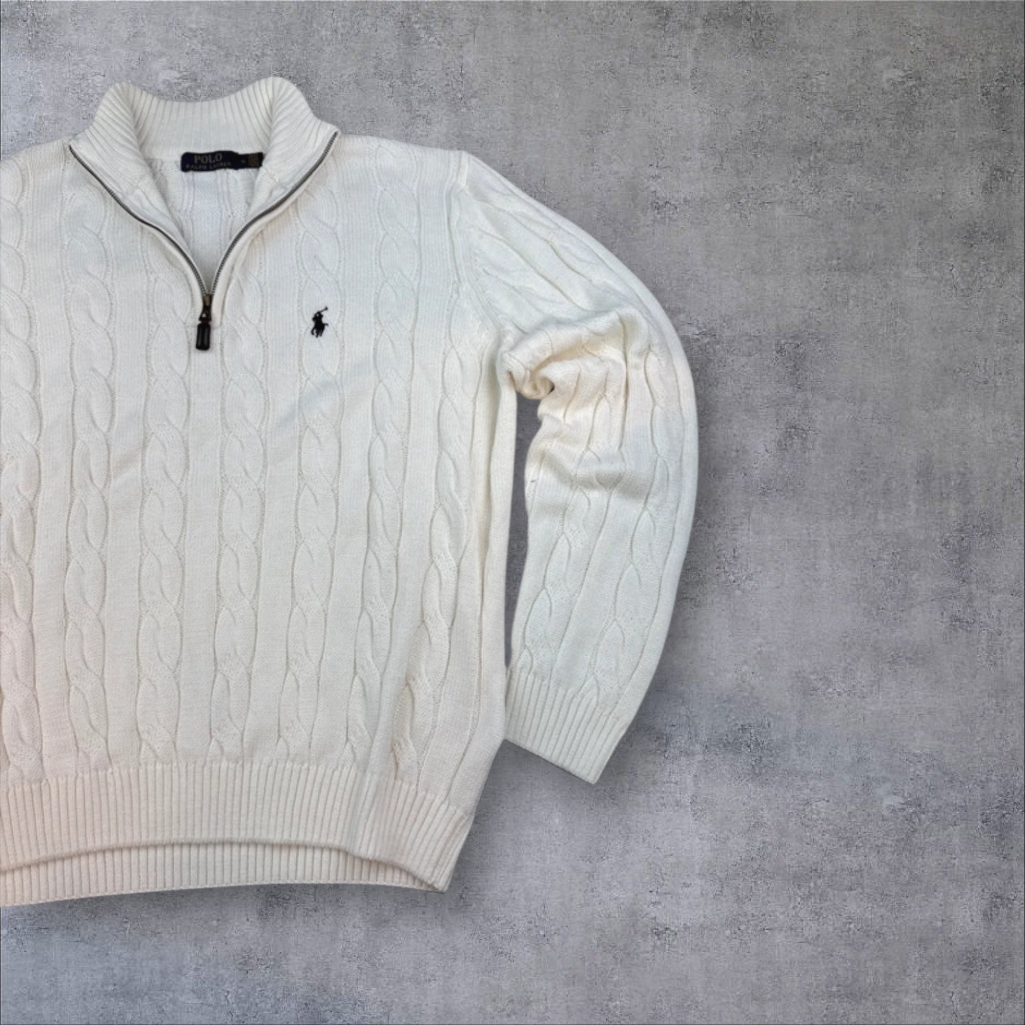 Polo Ralph Lauren creamy White cable knit 1/4 zip sweater