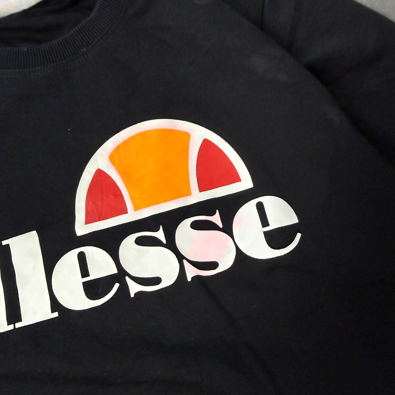 Ellesse Sweatshirt Black Big Logo Classic Streetwear Crewneck