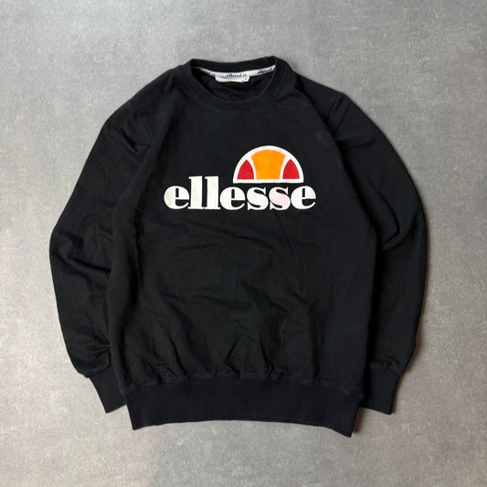 Ellesse Sweatshirt Black Big Logo Classic Streetwear Crewneck