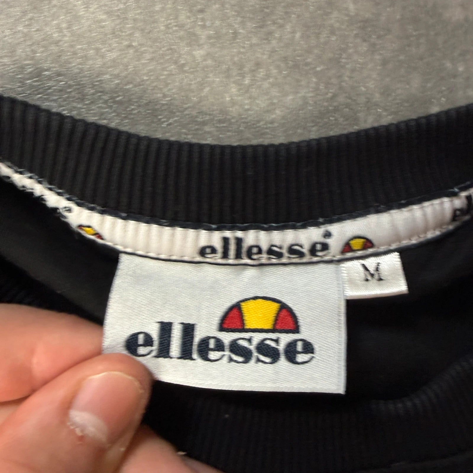 Ellesse Sweatshirt Black Big Logo Classic Streetwear Crewneck