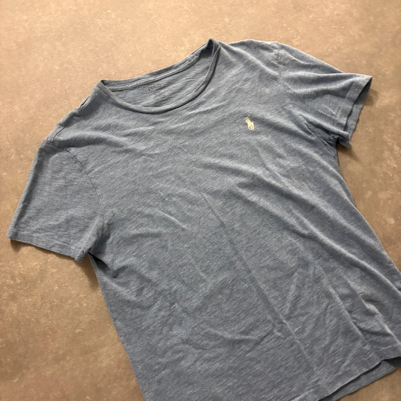 Polo Ralph Lauren Grey Plain T-Shirt Mens Medium Custom Fit Crewneck Embroidered Pony