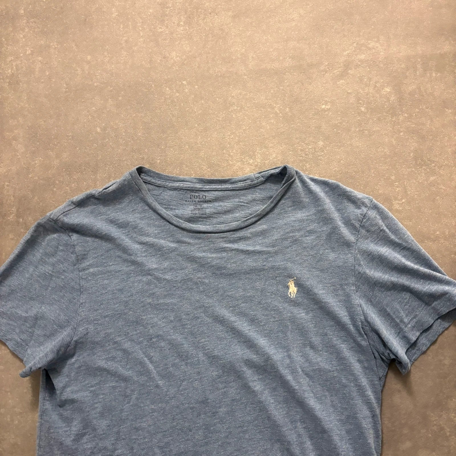 Polo Ralph Lauren Grey Plain T-Shirt Mens Medium Custom Fit Crewneck Embroidered Pony