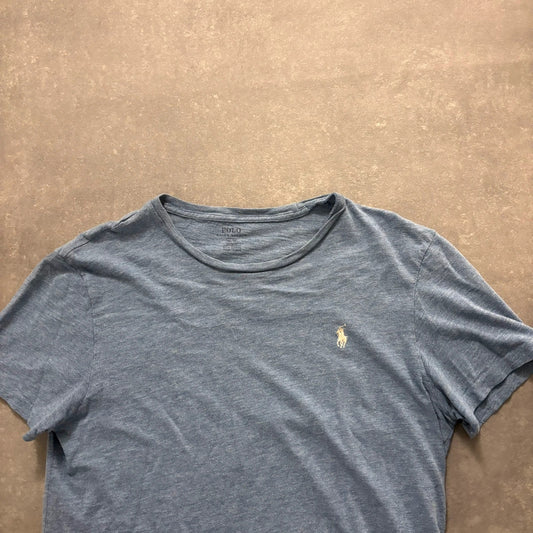Polo Ralph Lauren Grey Plain T-Shirt Mens Medium Custom Fit Crewneck Embroidered Pony