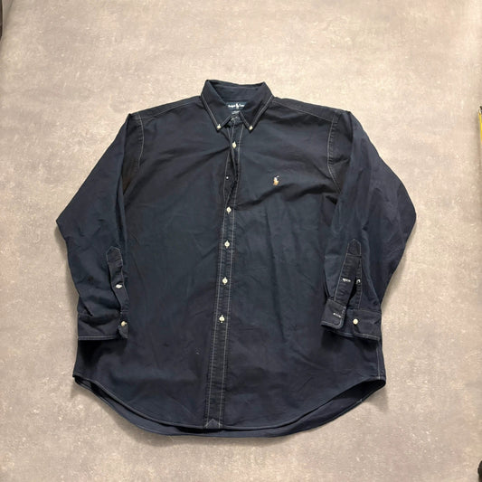 Ralph Lauren Yarmouth Dark Navy Oxford Shirt Mens XL Long Sleeve Embroidered Pony Vintage