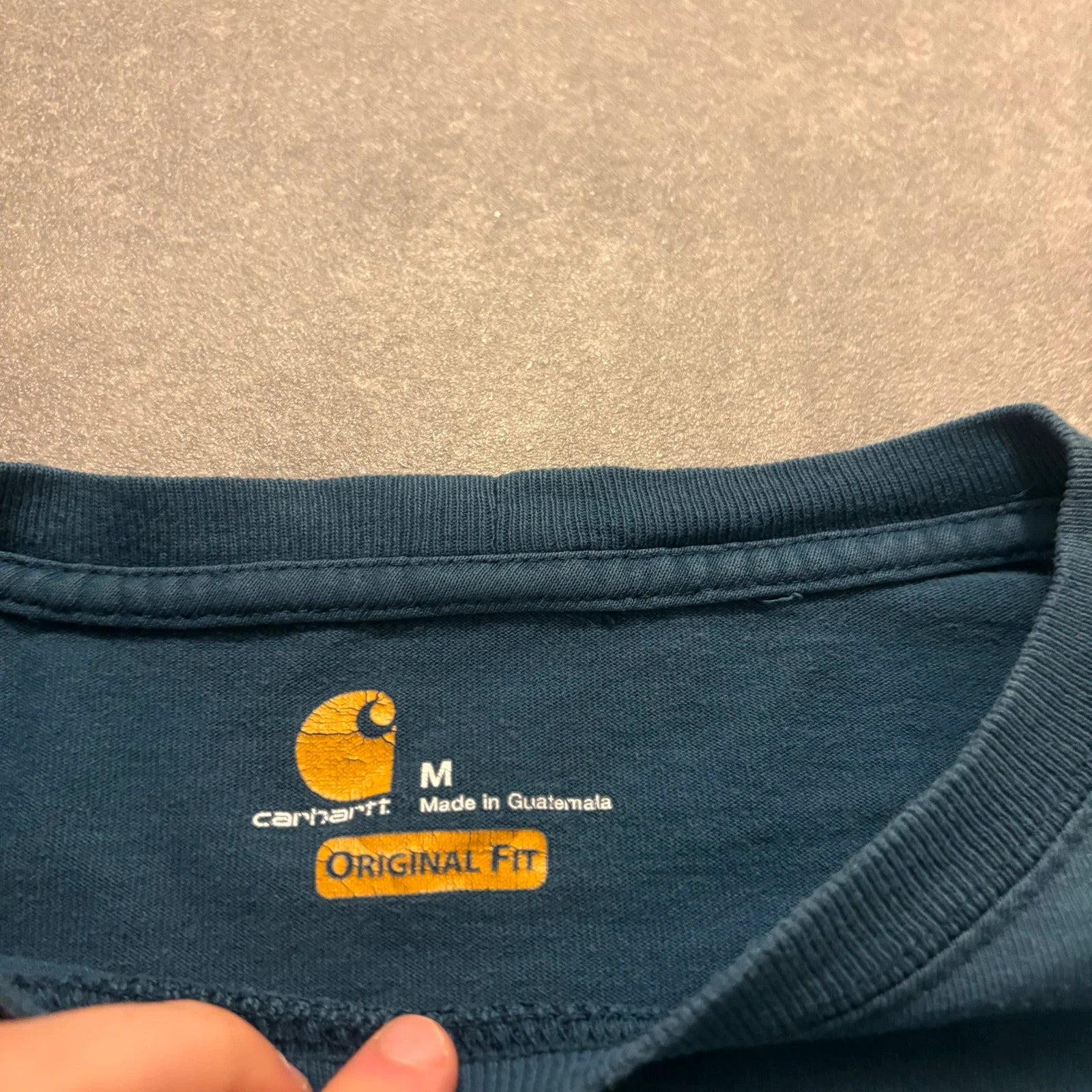 Carhartt Blue Sleeve Spellout Long Sleeve T-Shirt Mens Medium Workwear Casual