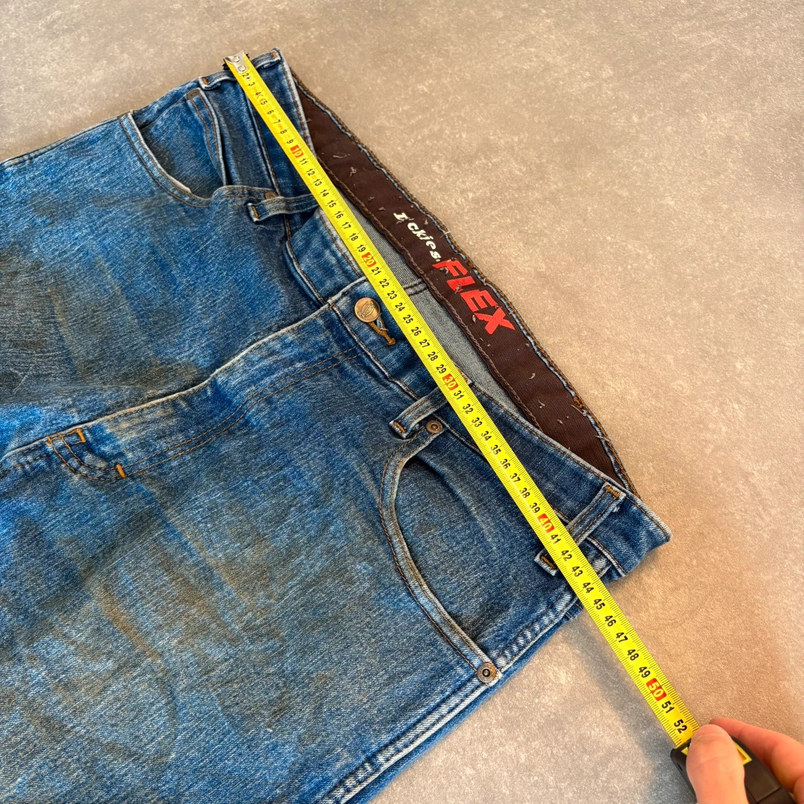 Dickies Flex Blue Denim Jeans Mens W36 L32 Straight Workwear Vintage Faded Stonewash