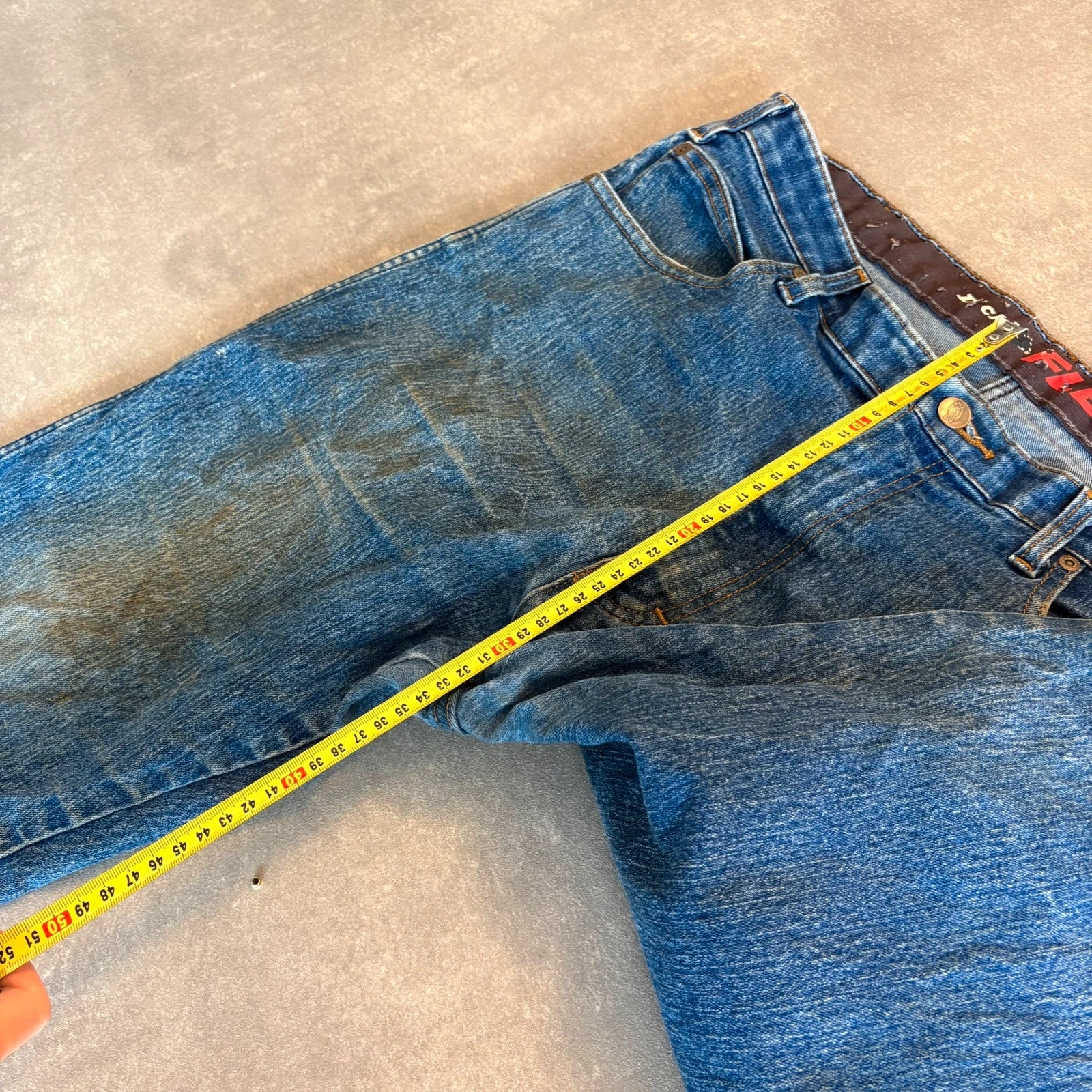 Dickies Flex Blue Denim Jeans Mens W36 L32 Straight Workwear Vintage Faded Stonewash