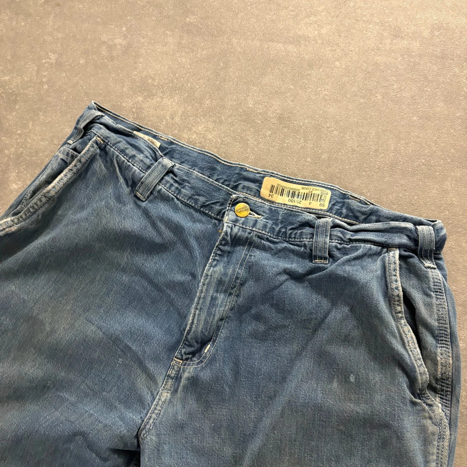 Carhartt Blue Denim Carpenter Jeans W36 L34 Dungaree Fit Workwear Vintage Distressed Utility Denim