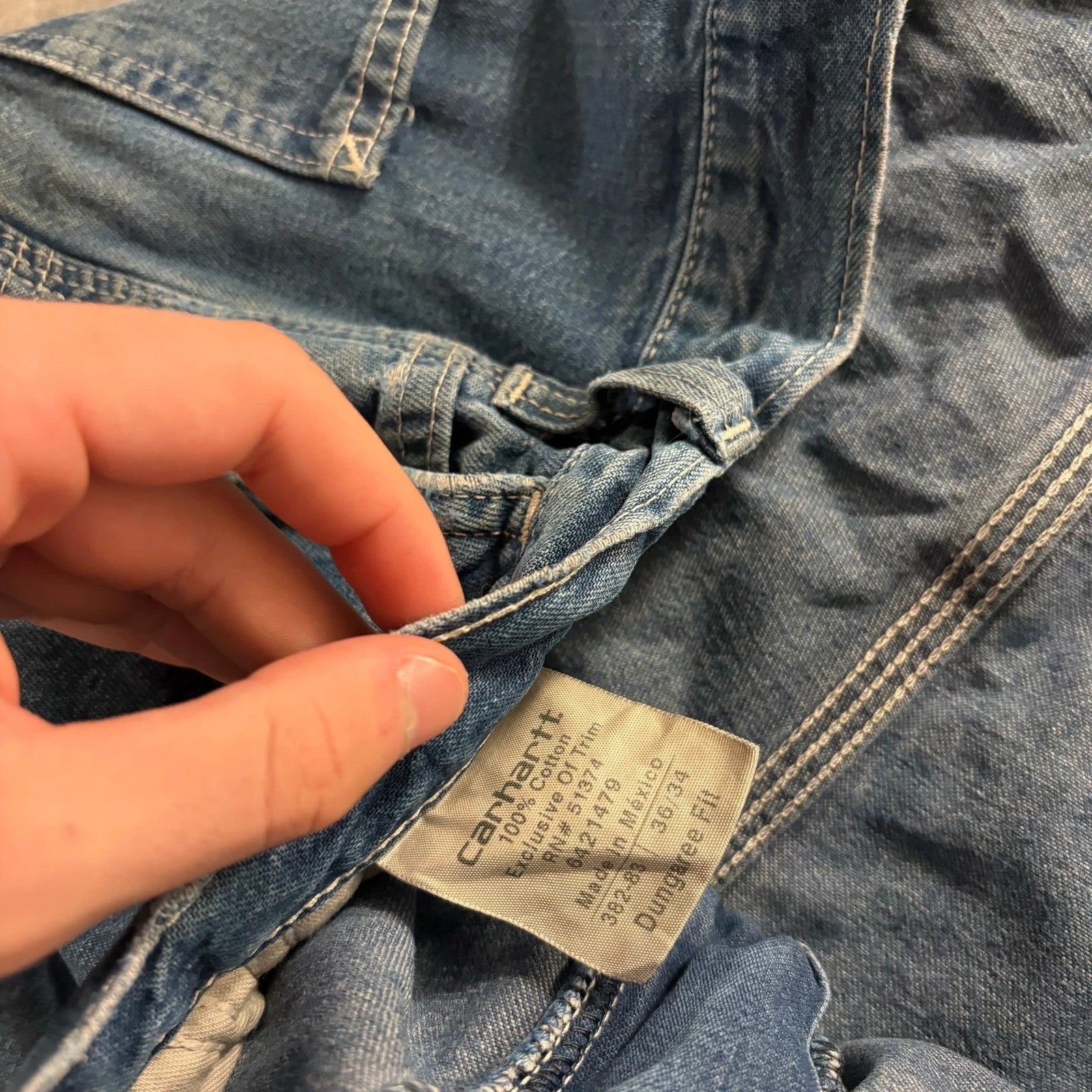 Carhartt Blue Denim Carpenter Jeans W36 L34 Dungaree Fit Workwear Vintage Distressed Utility Denim