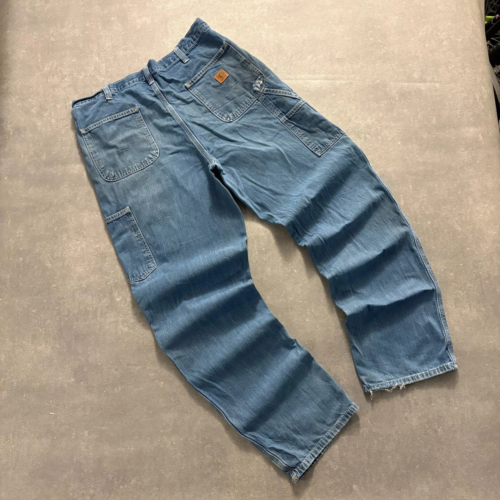 Carhartt Blue Denim Carpenter Jeans W36 L34 Dungaree Fit Workwear Vintage Distressed Utility Denim