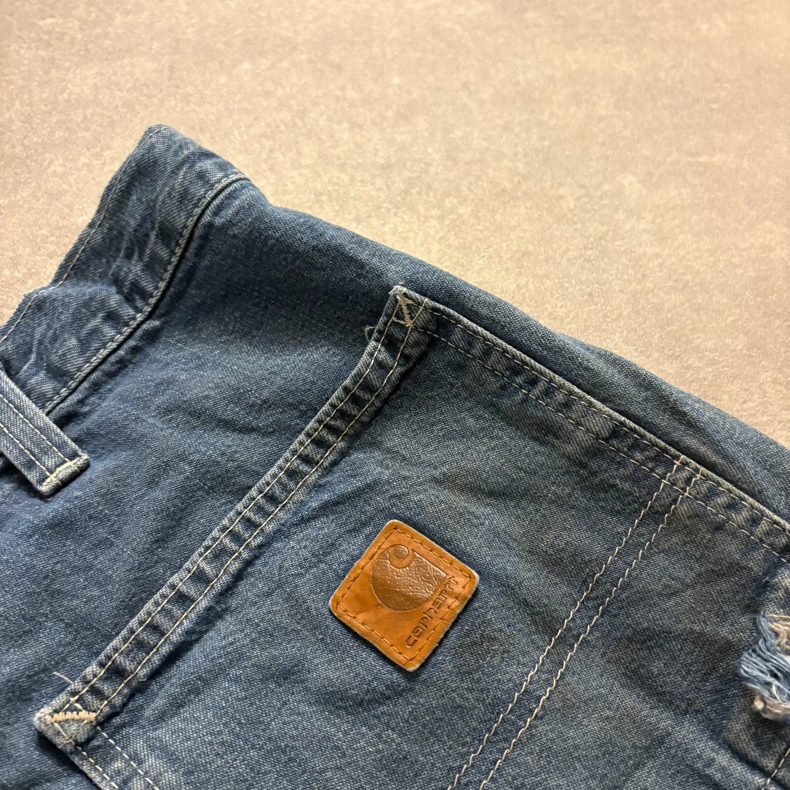 Carhartt Blue Denim Carpenter Jeans W36 L34 Dungaree Fit Workwear Vintage Distressed Utility Denim