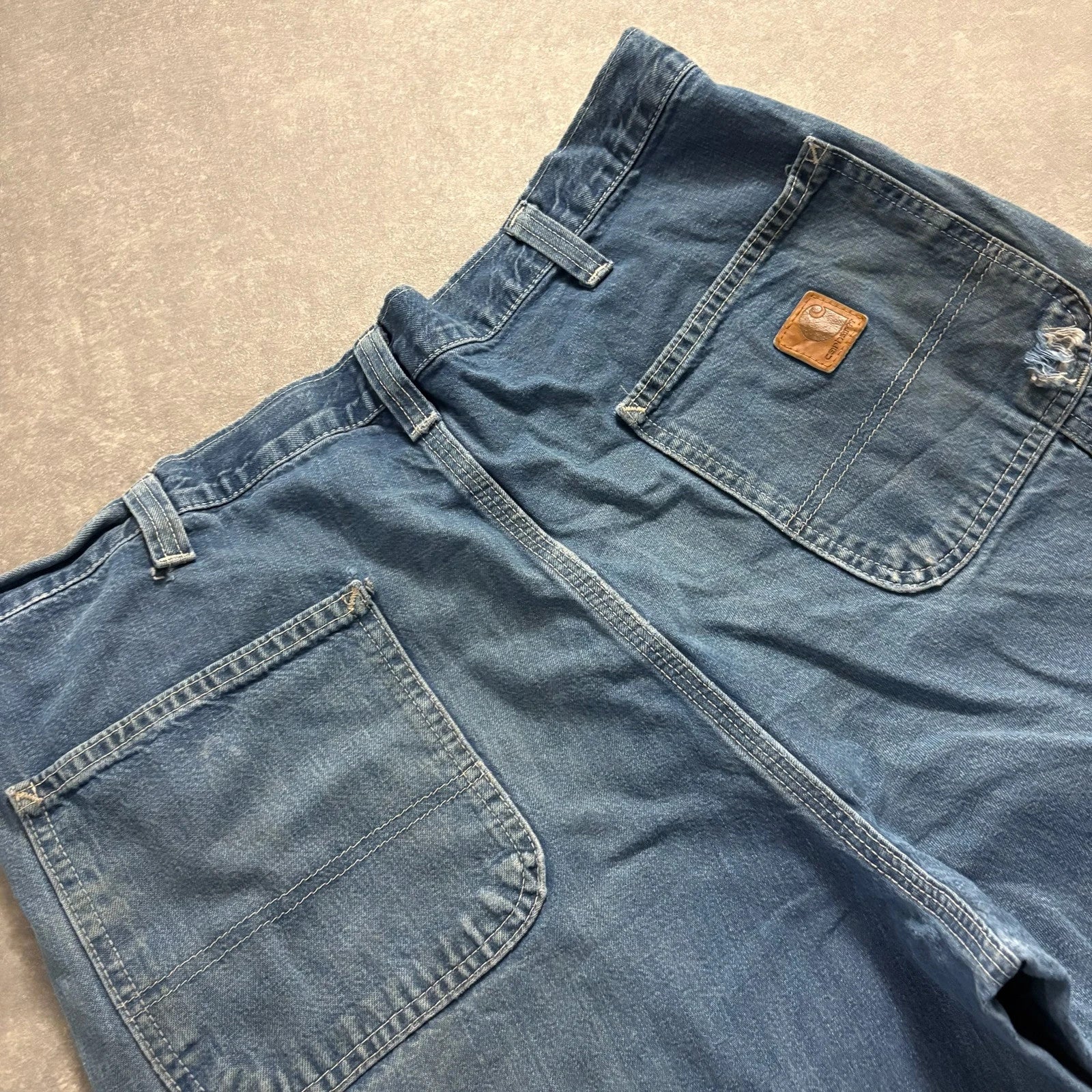 Carhartt Blue Denim Carpenter Jeans W36 L34 Dungaree Fit Workwear Vintage Distressed Utility Denim