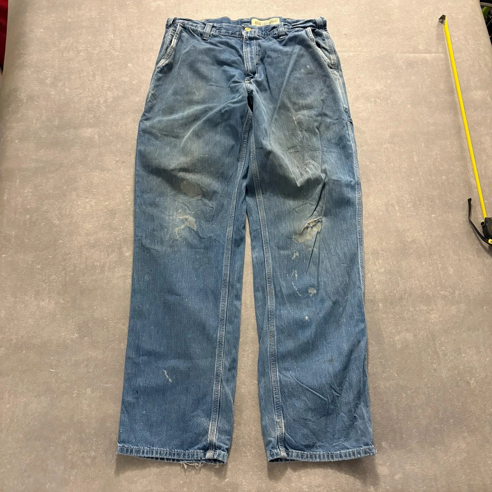 Carhartt Blue Denim Carpenter Jeans W36 L34 Dungaree Fit Workwear Vintage Distressed Utility Denim