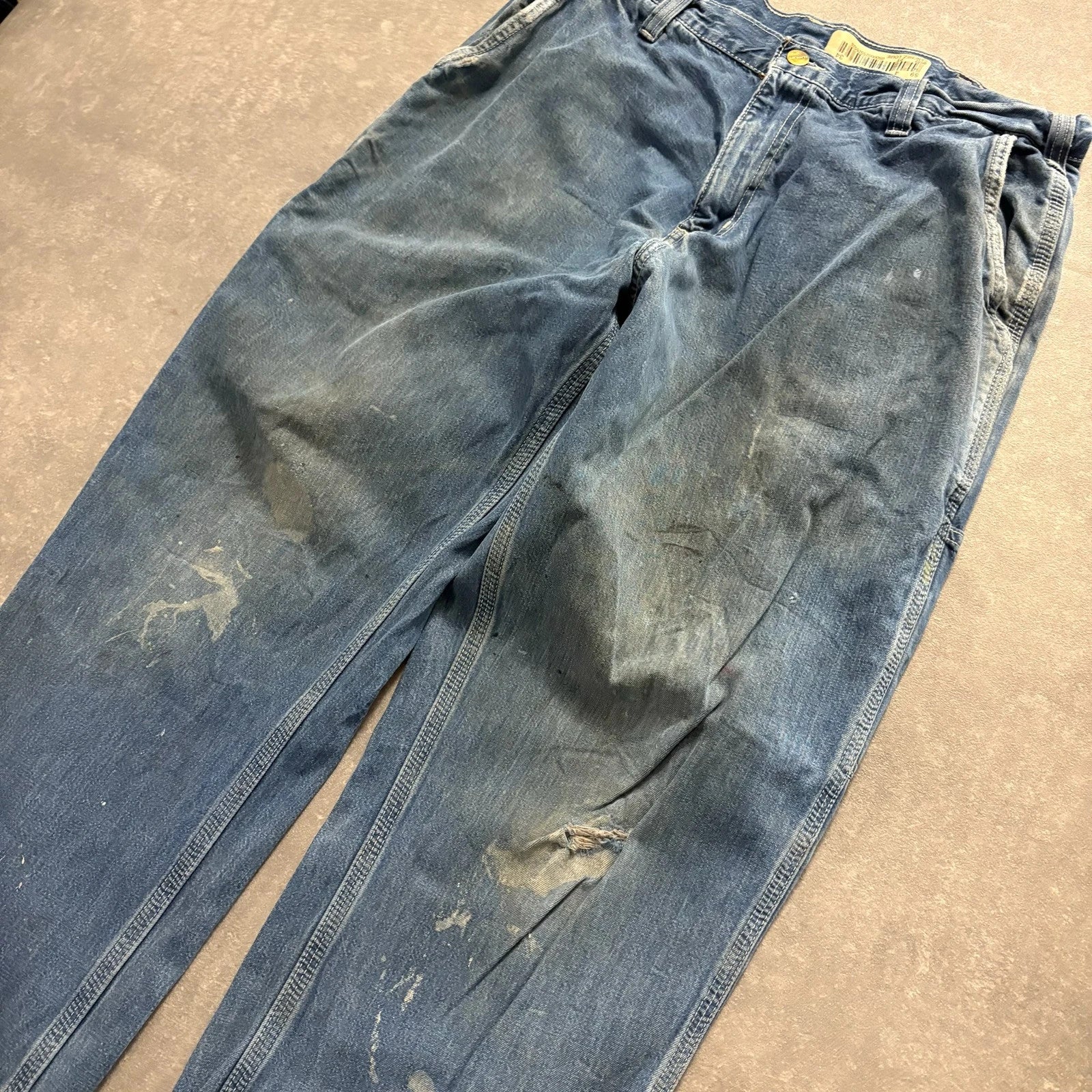 Carhartt Blue Denim Carpenter Jeans W36 L34 Dungaree Fit Workwear Vintage Distressed Utility Denim