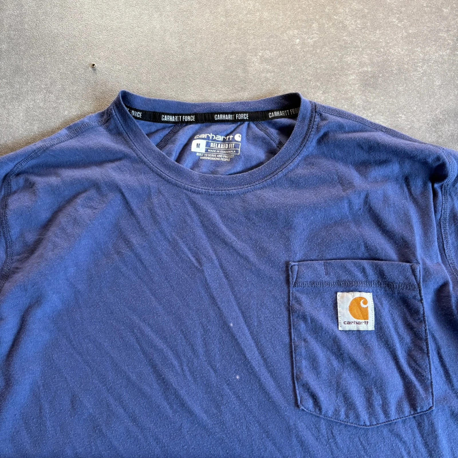Carhartt Force Navy Relaxed Fit Pocket T-Shirt Mens M Athletic Lightweight Vintage Workwear Tee