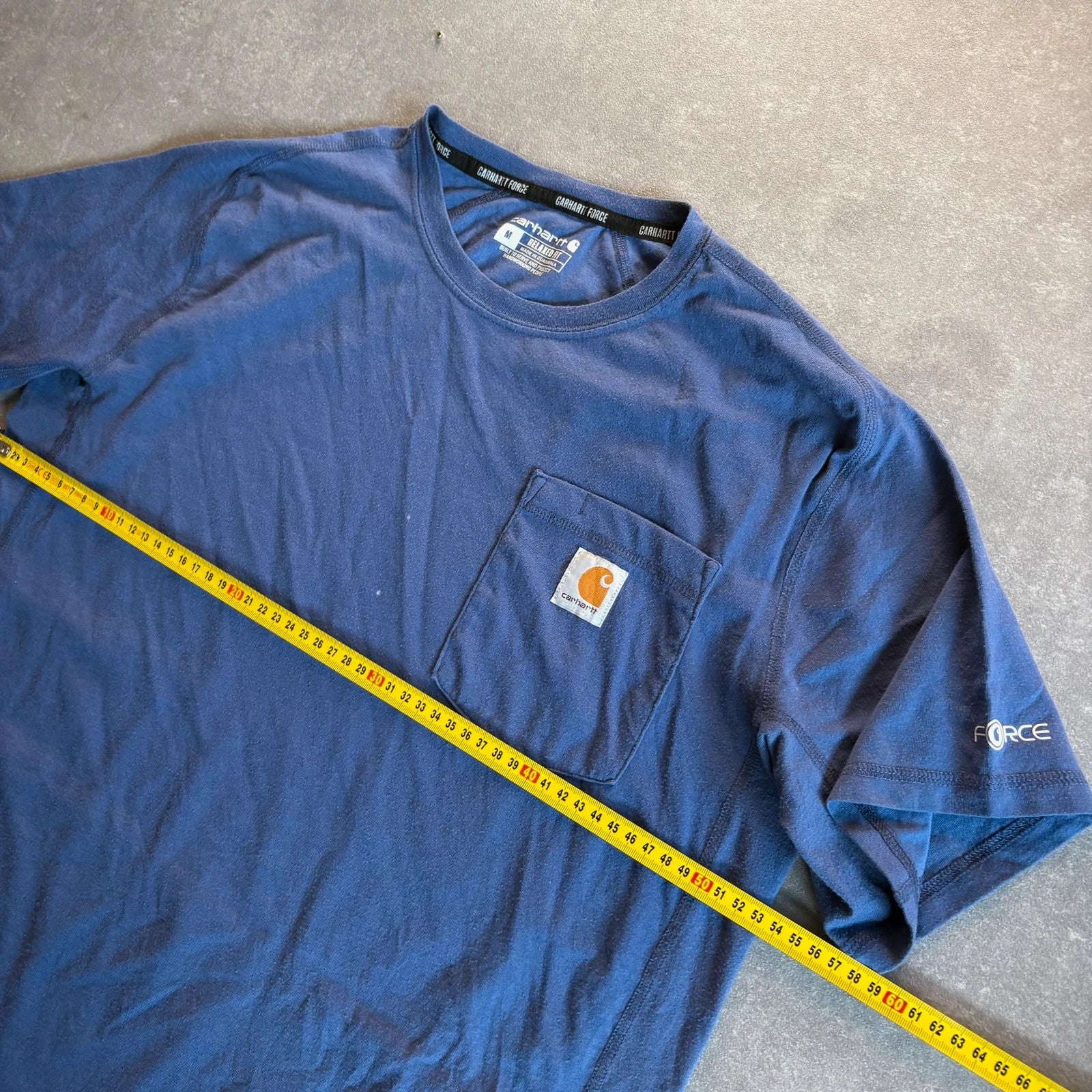 Carhartt Force Navy Relaxed Fit Pocket T-Shirt Mens M Athletic Lightweight Vintage Workwear Tee
