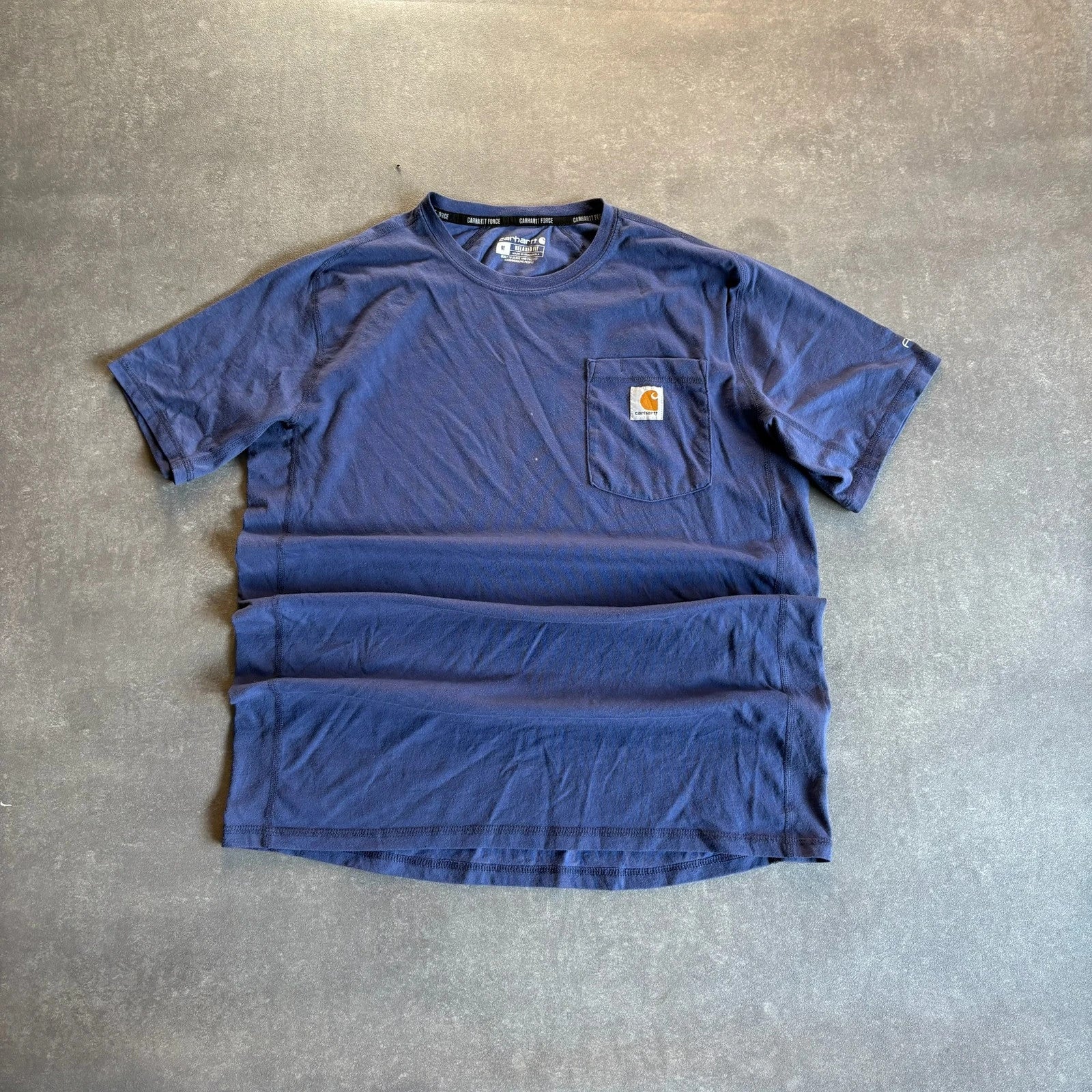Carhartt Force Navy Relaxed Fit Pocket T-Shirt Mens M Athletic Lightweight Vintage Workwear Tee