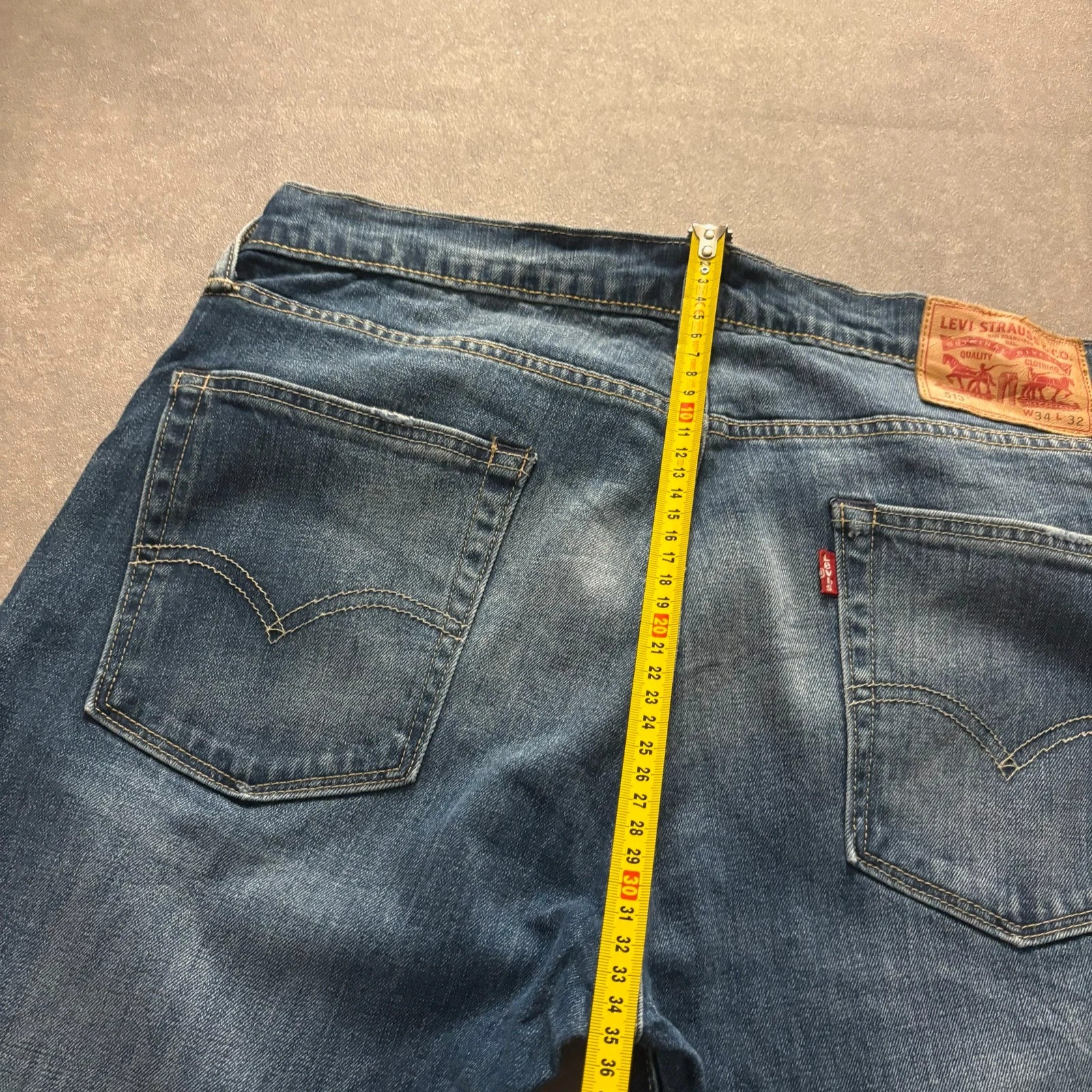 Levis 513 Blue Straight Fit Jeans Mens W34 L32 Dark Wash Denim Vintage Red Tab Slim Straight