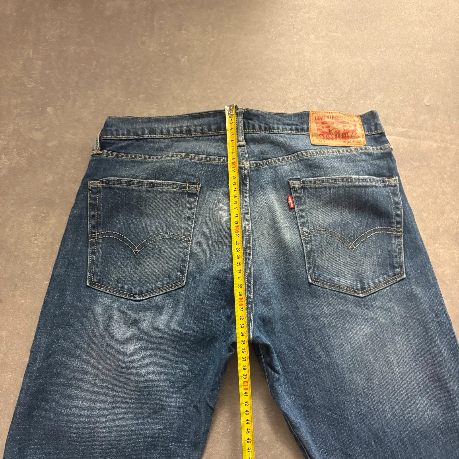 Levis 513 Blue Straight Fit Jeans Mens W34 L32 Dark Wash Denim Vintage Red Tab Slim Straight