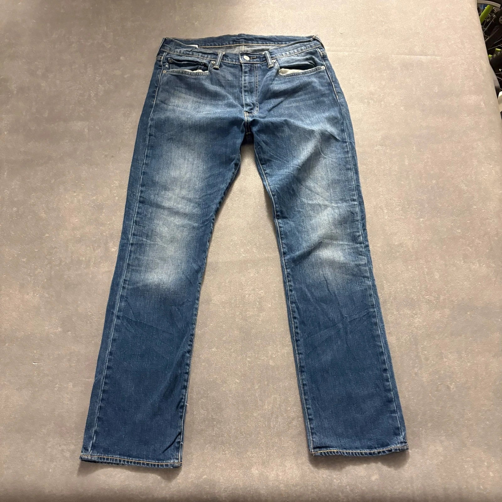 Levis 513 Blue Straight Fit Jeans Mens W34 L32 Dark Wash Denim Vintage Red Tab Slim Straight
