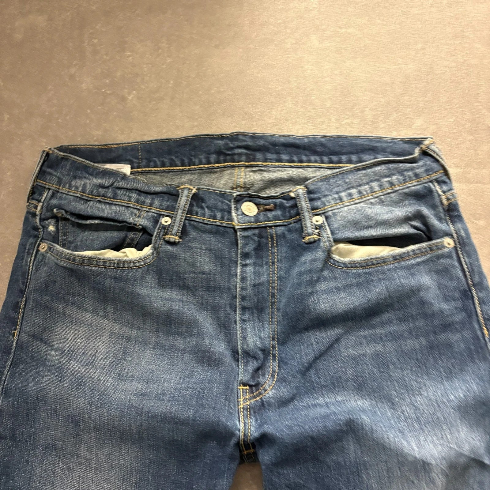 Levis 513 Blue Straight Fit Jeans Mens W34 L32 Dark Wash Denim Vintage Red Tab Slim Straight