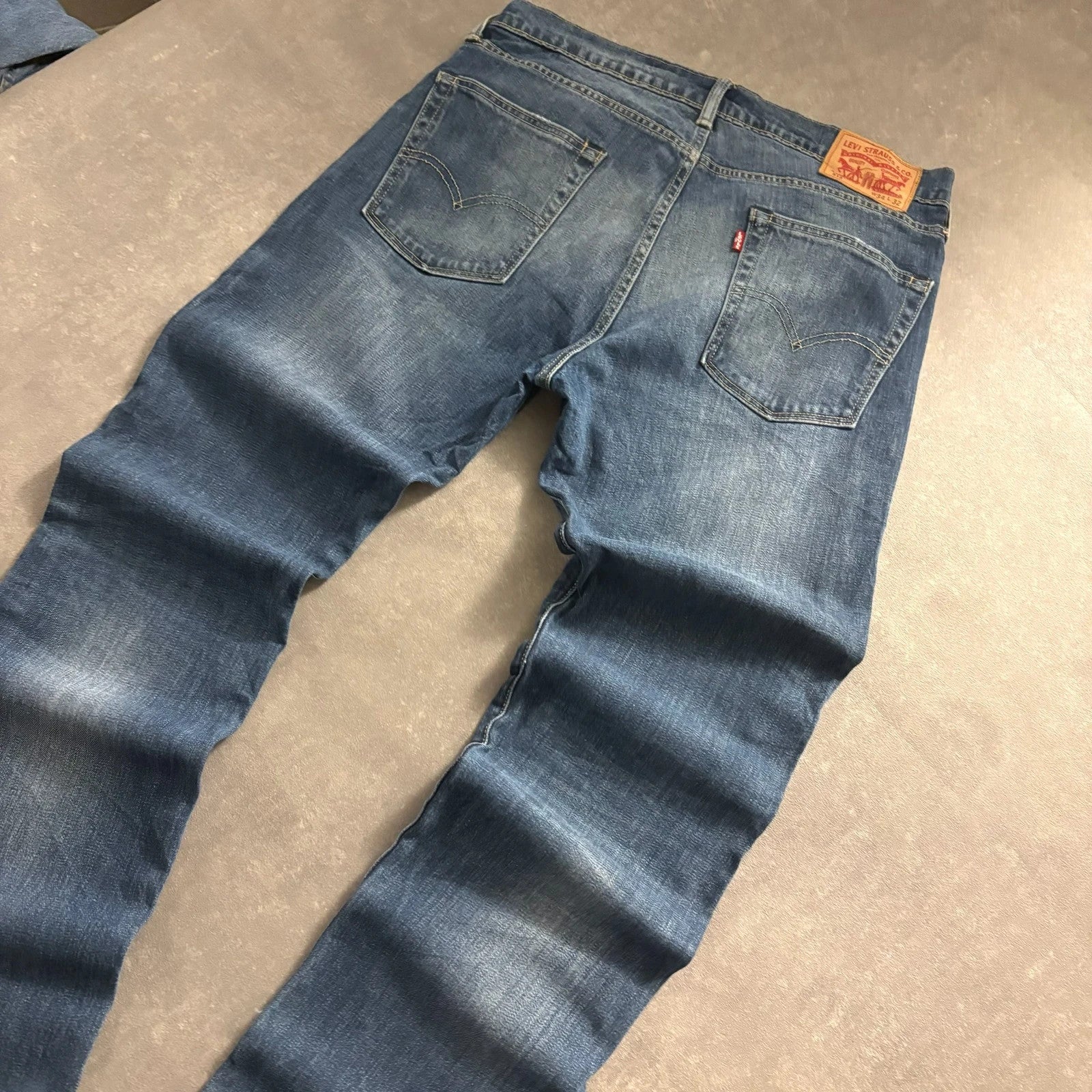 Levis 513 Blue Straight Fit Jeans Mens W34 L32 Dark Wash Denim Vintage Red Tab Slim Straight