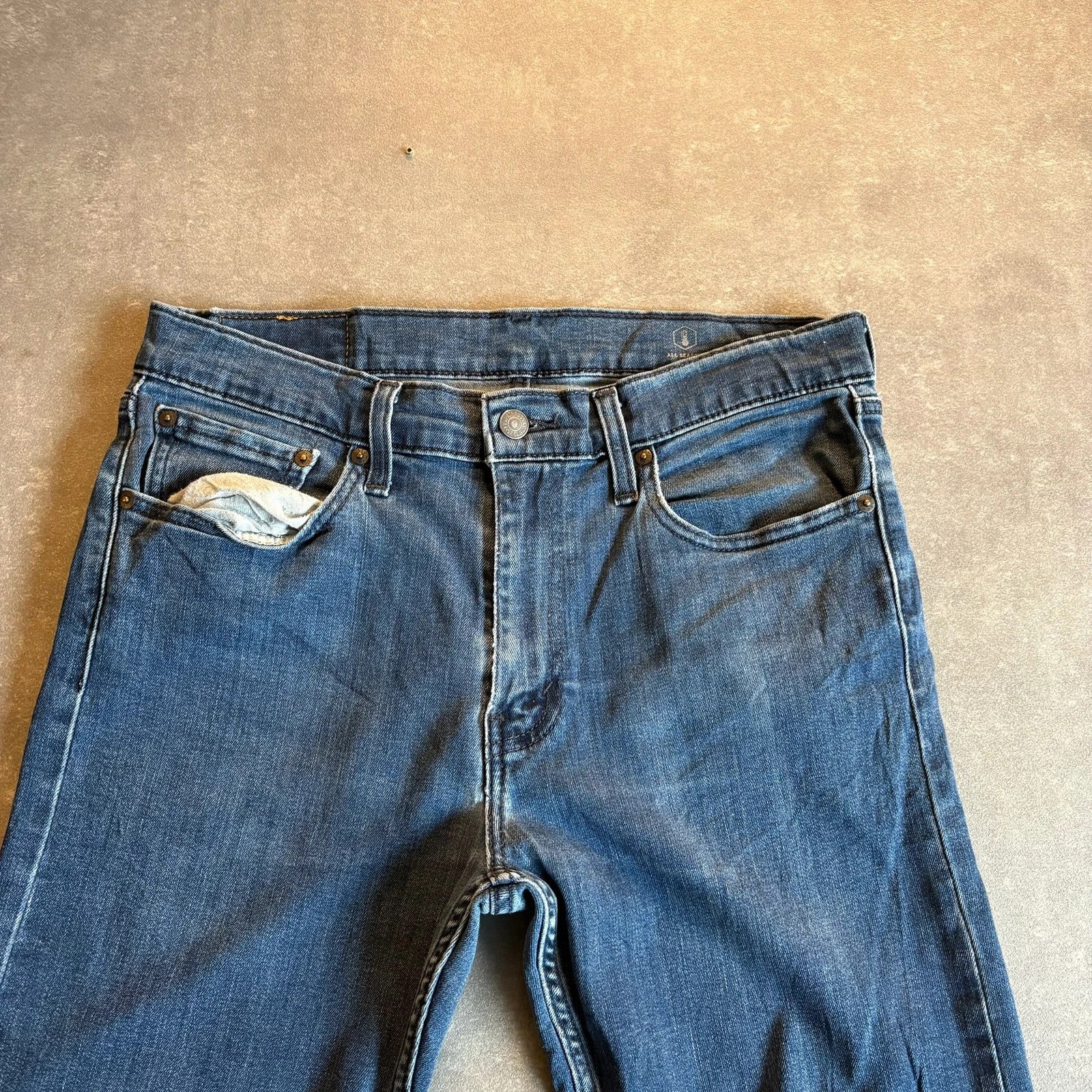 Levis 502 Regular Taper Jeans Mens W32 L29 Mid Wash Denim Vintage Red Tab Tapered Straight Leg Faded