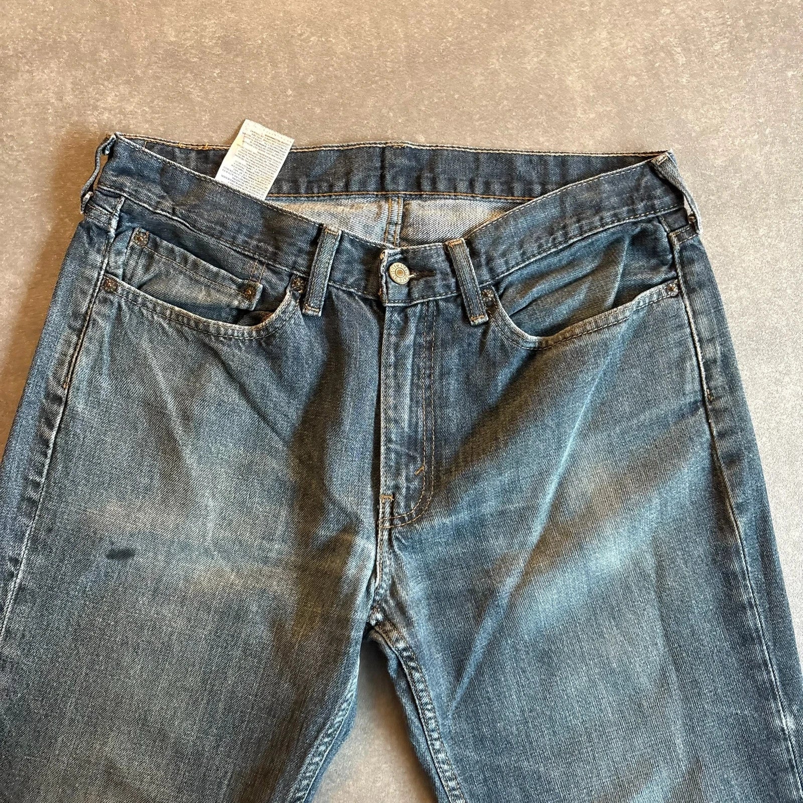 Levis 514 Straight Fit Jeans Mens W34 L32 Mid Wash Denim Vintage Red Tab Regular Straight Leg Faded