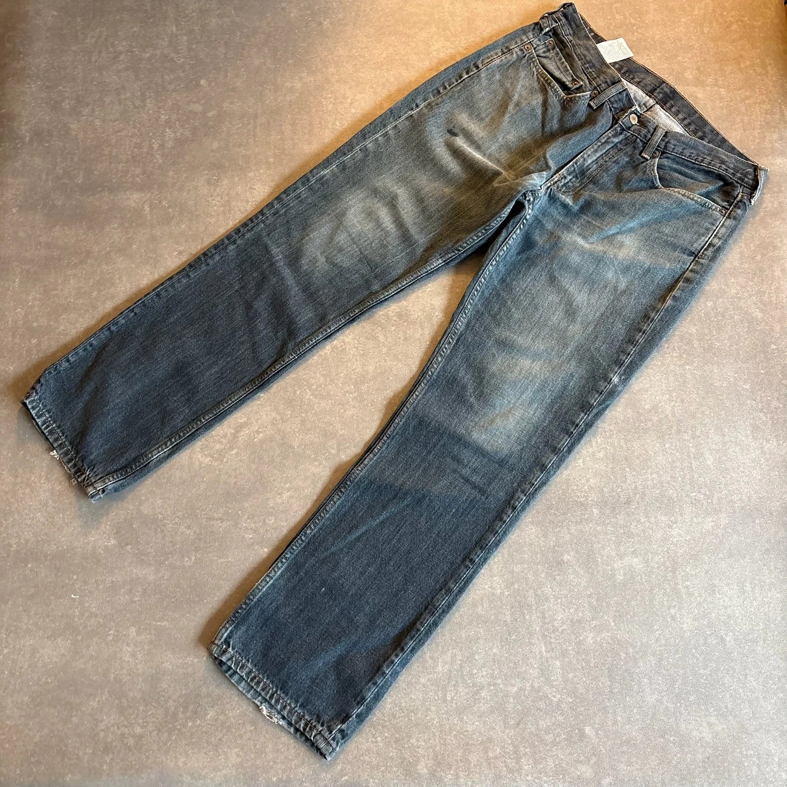Levis 514 Straight Fit Jeans Mens W34 L32 Mid Wash Denim Vintage Red Tab Regular Straight Leg Faded