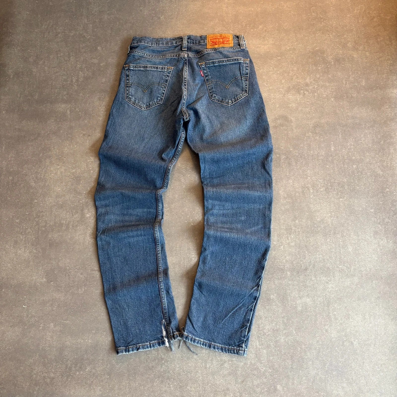 Levis 511 Slim Fit Jeans Mens W29 L30 Mid Wash Blue Denim Vintage Red Tab Tapered Slim Distressed