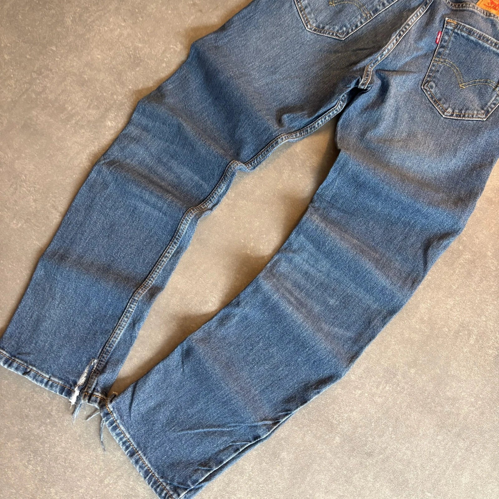 Levis 511 Slim Fit Jeans Mens W29 L30 Mid Wash Blue Denim Vintage Red Tab Tapered Slim Distressed
