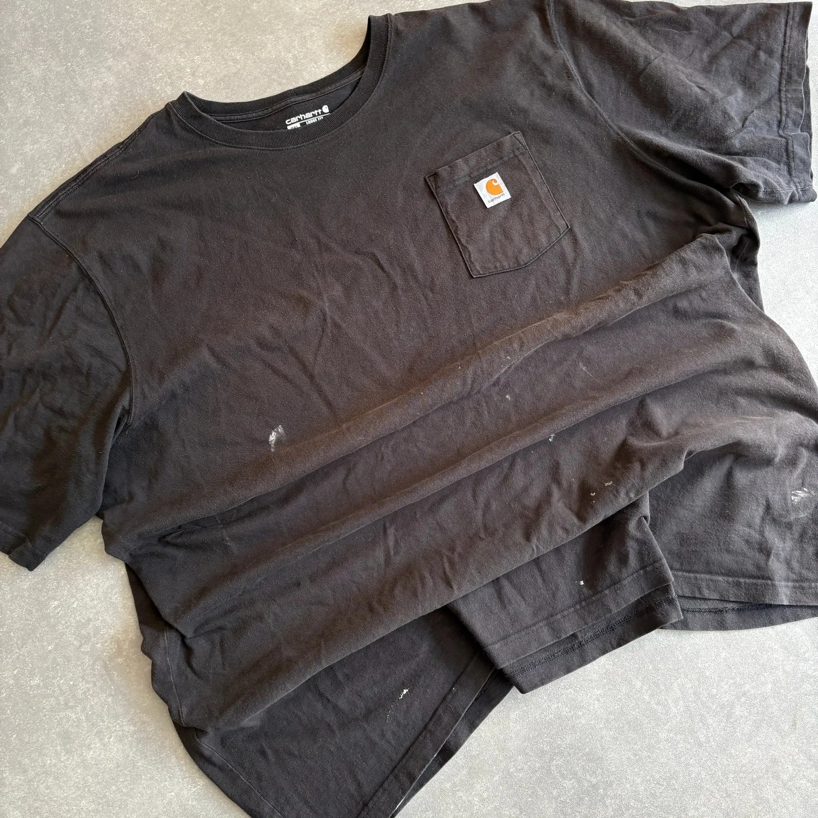 Carhartt Black Pocket T Shirt Mens 3XL Loose Fit Workwear Vintage Short Sleeve Cotton Tee Streetwear