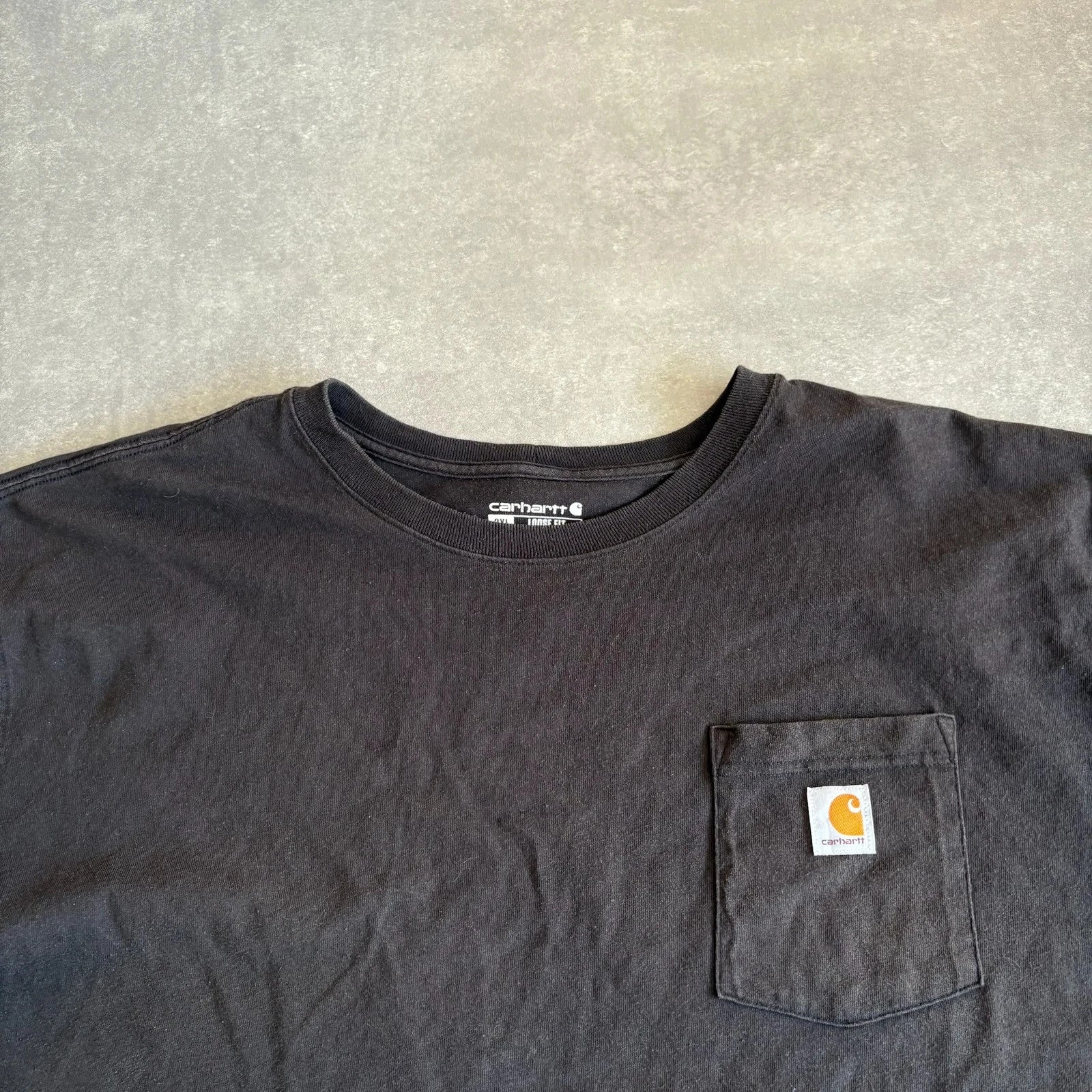 Carhartt Black Pocket T Shirt Mens 3XL Loose Fit Workwear Vintage Short Sleeve Cotton Tee Streetwear