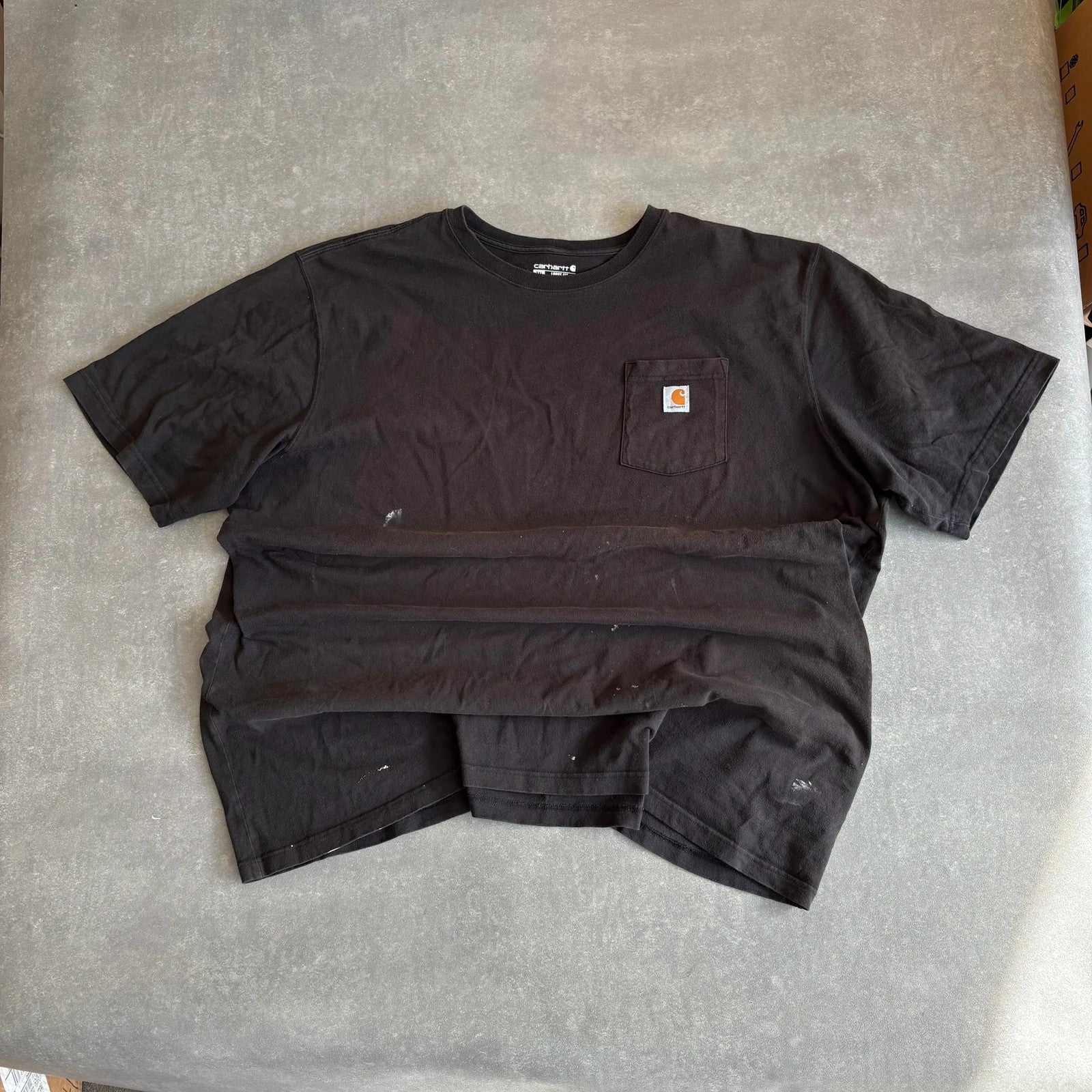 Carhartt Black Pocket T Shirt Mens 3XL Loose Fit Workwear Vintage Short Sleeve Cotton Tee Streetwear
