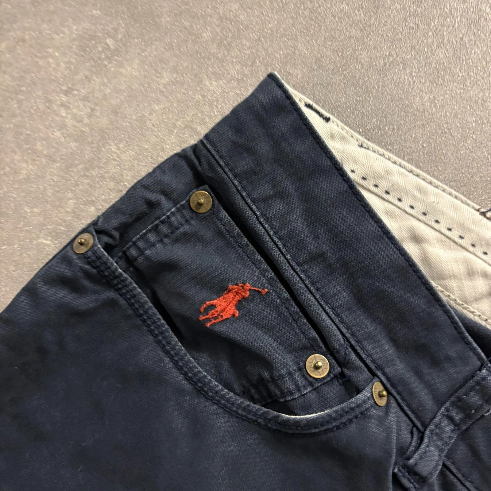 Polo Ralph Lauren Navy Chino Trousers Mens W40 Casual Smart Streetwear Vintage