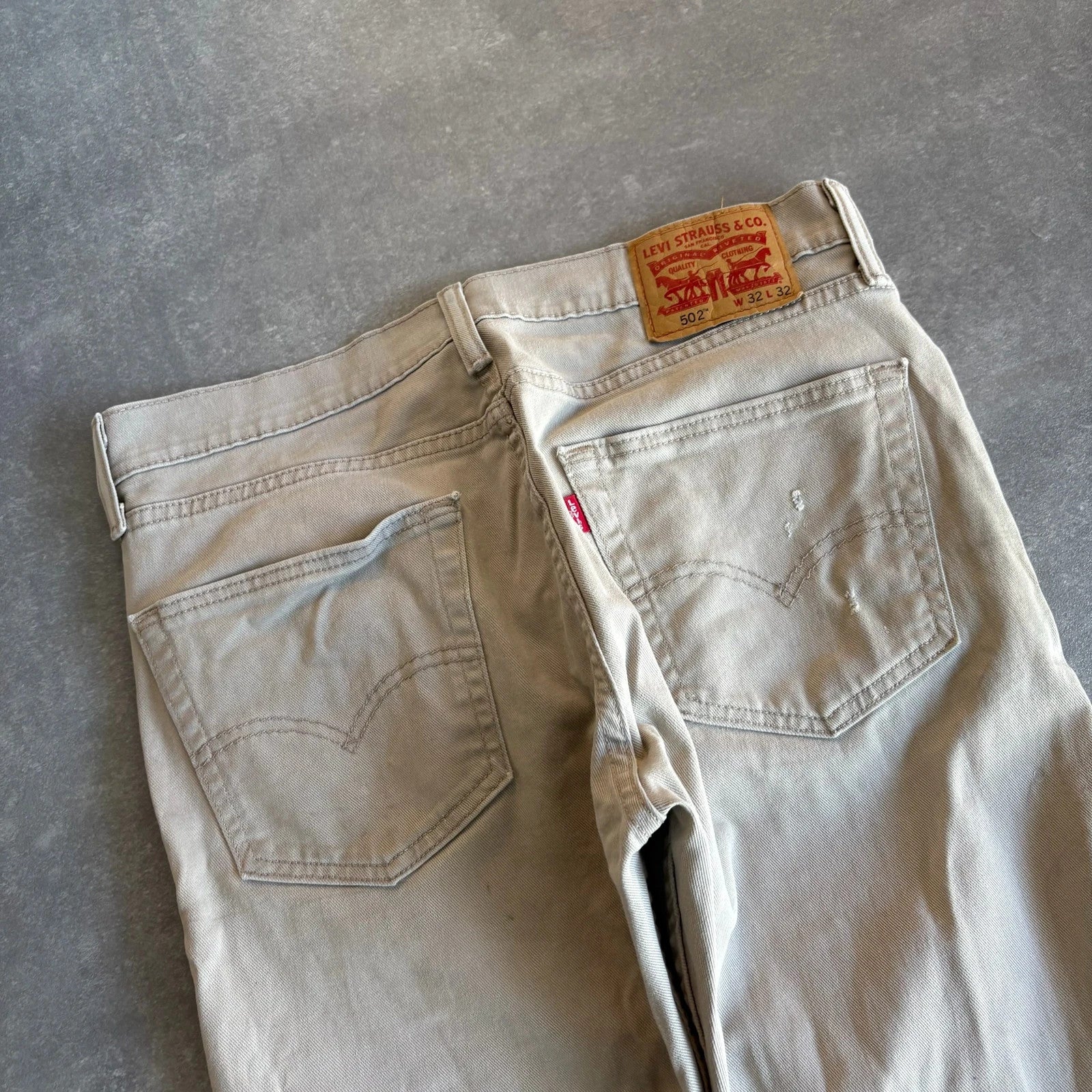 Levis 502 Beige Jeans Mens W32 L32 Casual Streetwear Vintage Straight Fit
