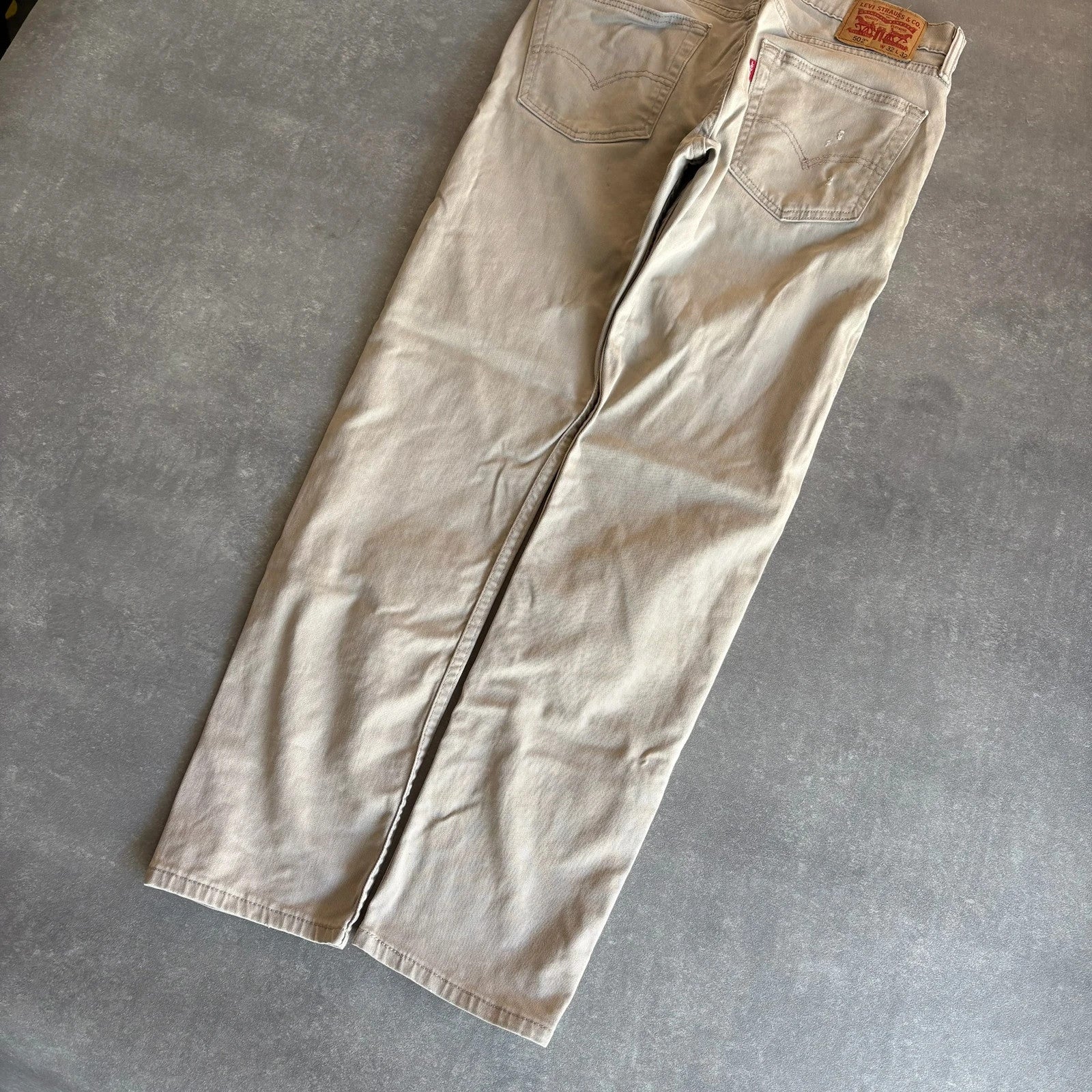 Levis 502 Beige Jeans Mens W32 L32 Casual Streetwear Vintage Straight Fit