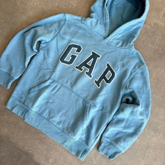 Gap Blue Arch Logo Pullover Hoodie Kids XL Fits Mens Small Vintage Collegiate Casual