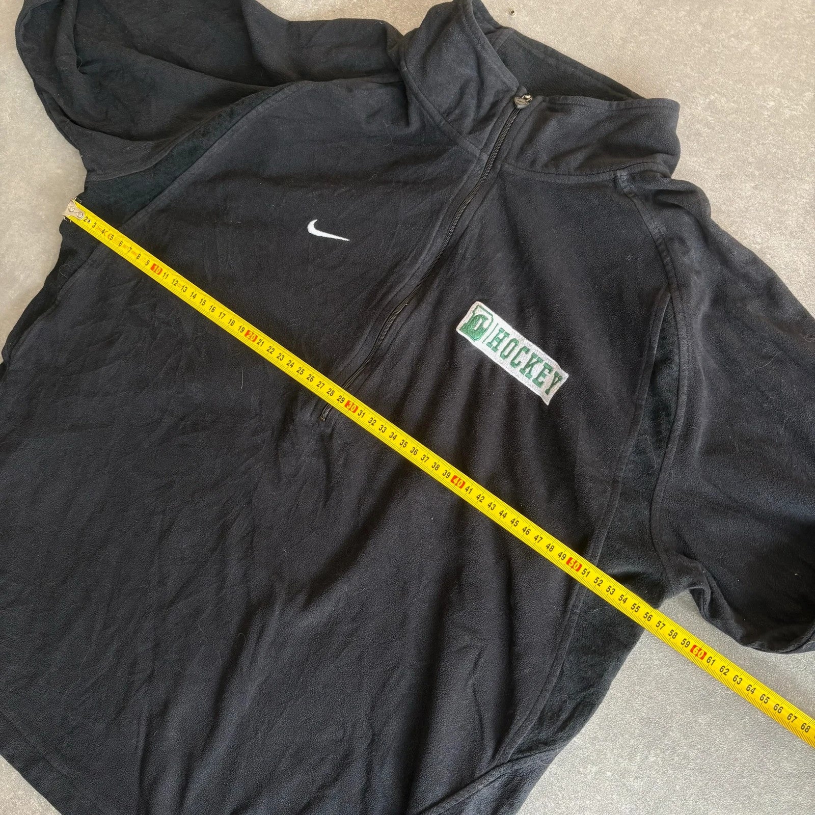 Nike Hockey Black Fleece Quarter Zip Pullover Mens L Embroidered Swoosh Vintage