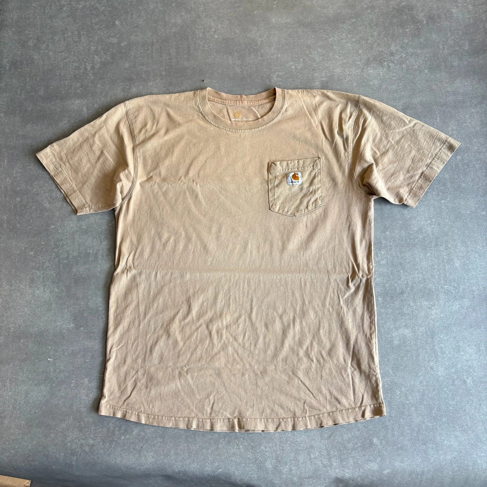 Carhartt Beige Pocket T-Shirt Mens Large Short Sleeve Workwear Vintage Embroidered Logo Casual Tee
