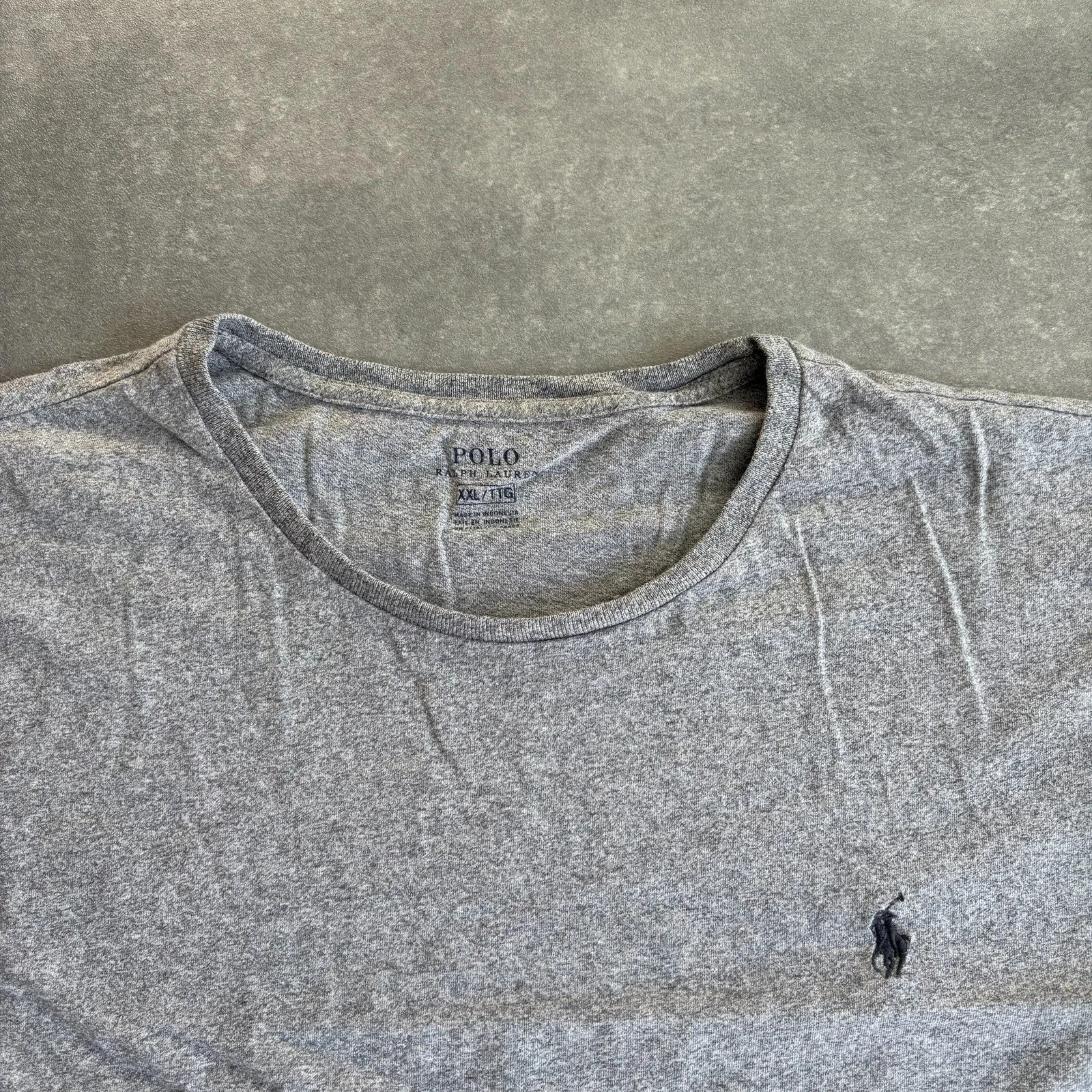 Ralph Lauren Long Sleeve Tee Heather Grey Pony Logo Vintage Athletic Streetwear Crewneck Cotton