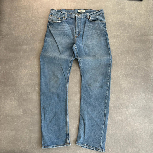 Wrangler Straight Fit Jeans Blue Denim Vintage Workwear Western Casual Straight Leg Mens W34 L32