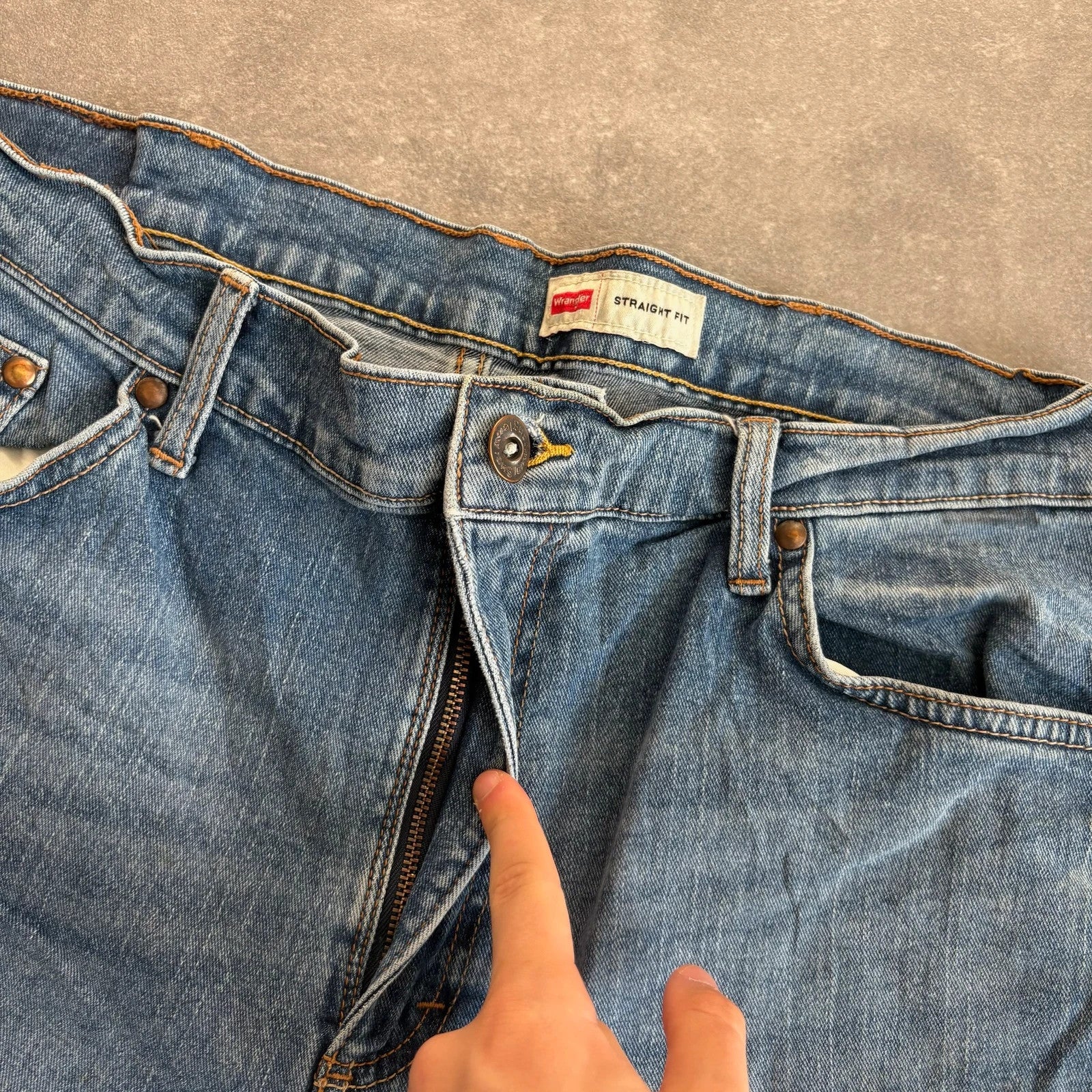 Wrangler Straight Fit Jeans Blue Denim Vintage Workwear Western Casual Straight Leg Mens W34 L32
